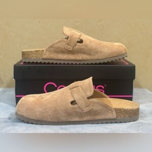 Corkys One For The Books Slip-On Clogs in Camel Faux Suede (Size 9)